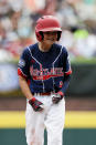 Endwell, N.Y.'s Conner Rush reacts after hitting a run-scoring single during the fourth inning of the Little League World Series Championship baseball game against South Korea, Sunday, Aug. 28, 2016, in South Williamsport, Pa. (AP Photo/Matt Slocum)