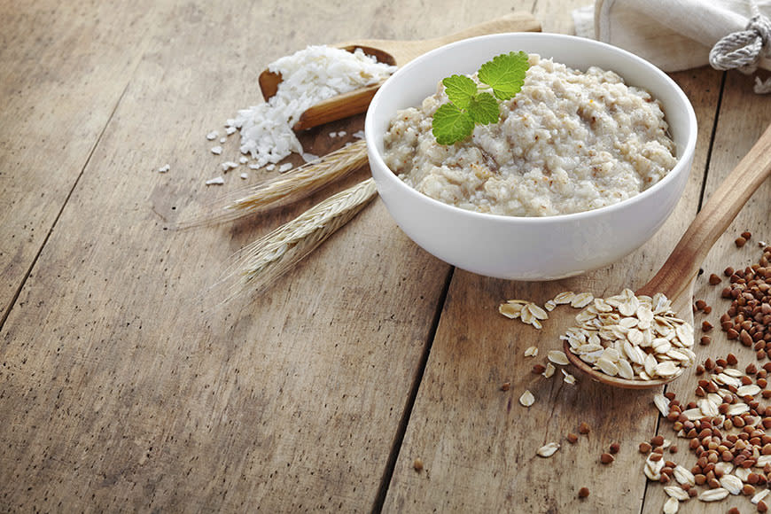 Oats are a great food to start the day with as they provide slow-releasing energy. Their high fibre content is also essential for a balanced bowel.