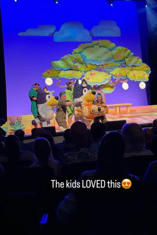 <p>Brittany Mahomes/Instagram</p> Patrick and Brittany Mahomes take their kids to see a Bluey show and meet the character