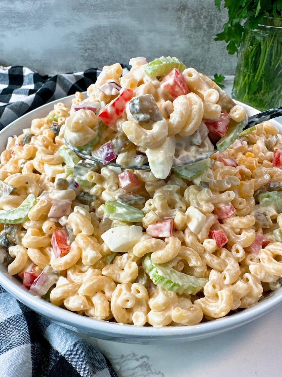 Macaroni salad is a perfect summer side for picnics and barbecues.