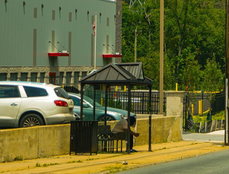 A man sat the bus stop to avoid the blistering heat
(July 12th, 2023)