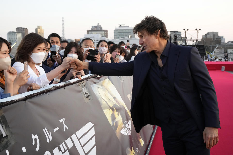 Tom Cruise attends the red carpet for the Japan Premiere of “Top Gun: Maverick” at Osanbashi Yokohama on Tuesday. - Credit: Paramount/Getty