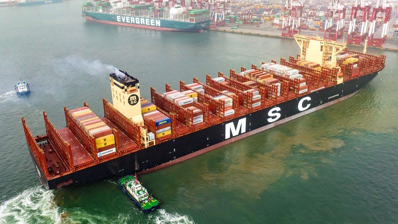 A photo of the MSC Irina container ship. 