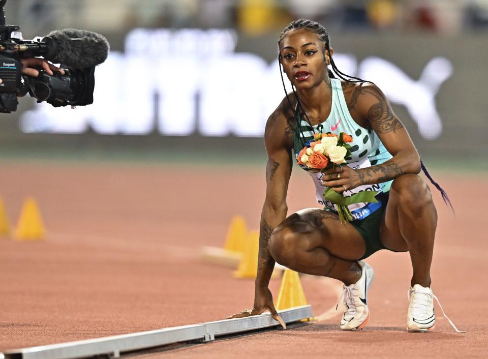 Sha'Carri Richardson's career faltered after she was stripped of her Olympic spot due to a positive marijuana test in 2021. But the star American sprinter is having a strong season in 2023, and hopes to seal a spot on the World Championships team this week at the USA Track and Field Championships. (Photo by Nikku/Xinhua via Getty Images)