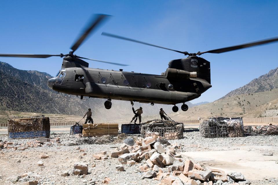 CH-147 helicopter sling-load supplies Afghanistan