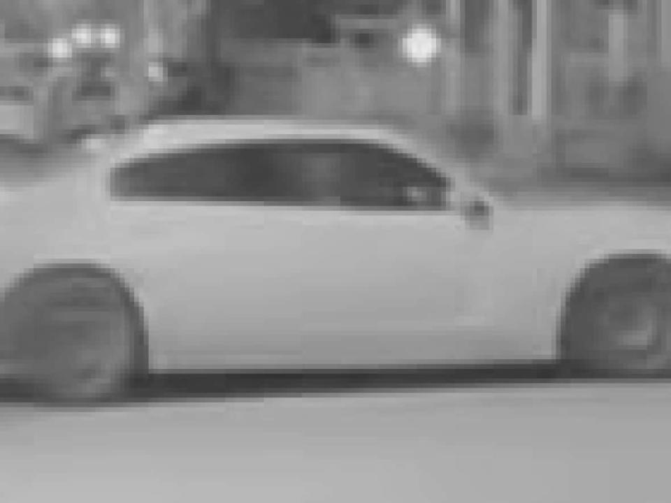 Halton police say they're looking for information on a white or light-coloured vehicle in connection with a shooting in a Milton home that left one person dead on the weekend. They believe the car is a Dodge Charger with a sunroof and black wheels. (Halton Regional Police handout - image credit)
