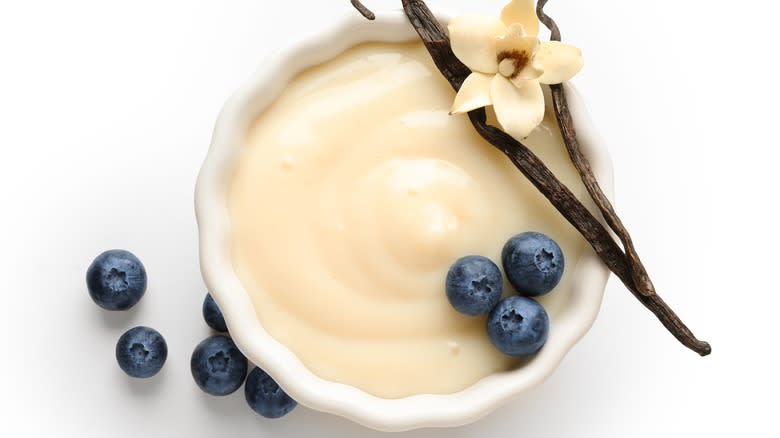 Bowl of vanilla pudding