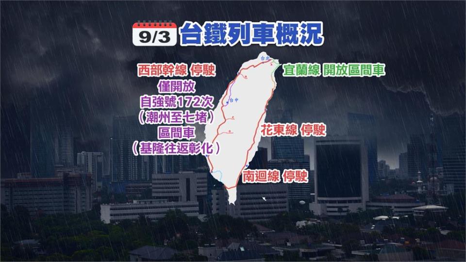 海葵來襲高鐵全線開放　國內線班機停飛、台鐵對號車停駛