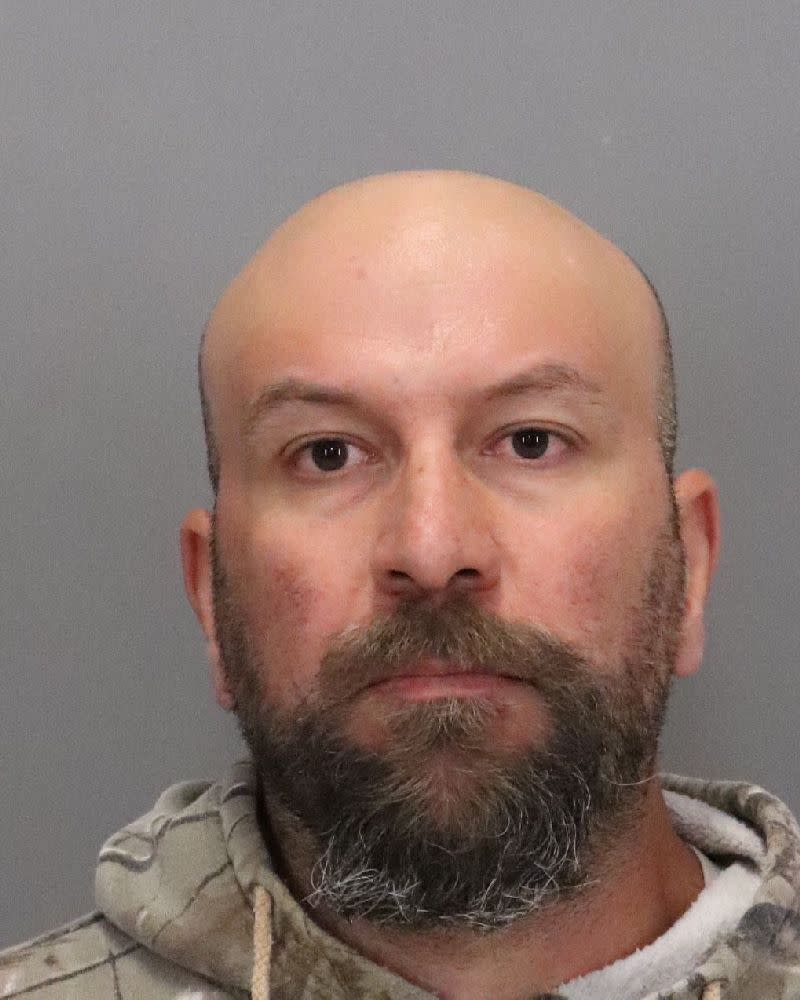 A photo provided by the Santa Clara County County Sheriff's Department shows Harry Eugene Goularte Jr. Goularte is accused of molesting a 4-year-old relative of former UFC heavyweight champion Cain Velasquez. Velasquez was charged Wednesday, March 2, 2022, with attempted murder and multiple gun assault charges after authorities said he opened fire on a pickup truck carrying Goularte. (Santa Clara County Sheriff's Department via AP)