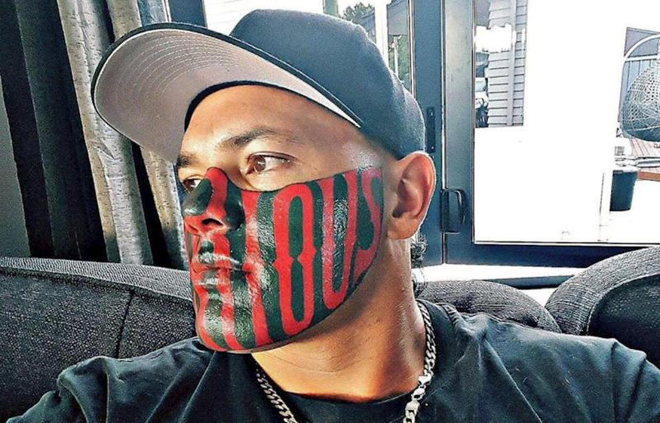 New Zealand mobster Puk Kireka, with a huge ‘Notorious’ face tattoo, is asking Kiwis to help pay for his eduction so he can become a personal trainer. Source: Givealittle