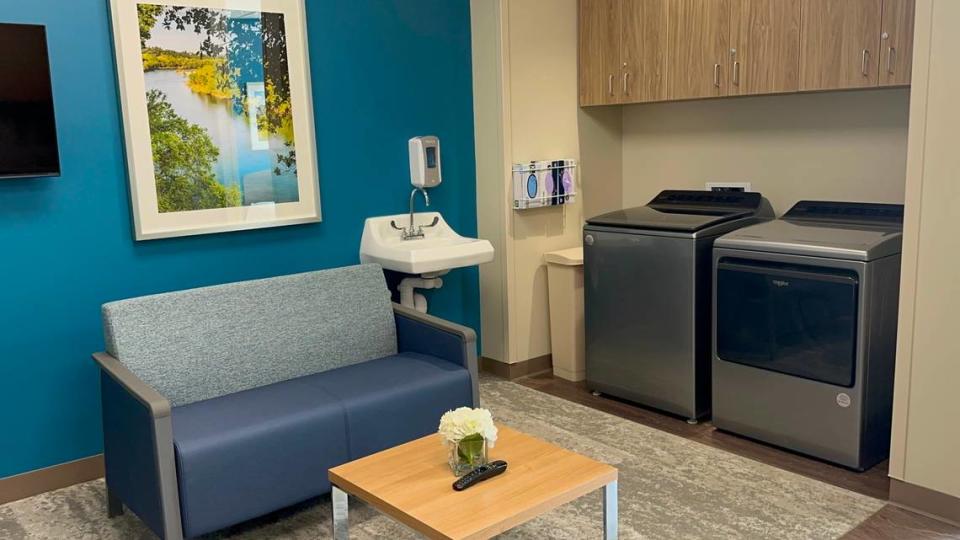Lifepoint Rehabilitation, which owns and operates the rehabilitation hospital, included rooms with furniture and appliances like those that patients will encounter at home.