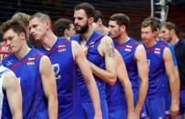 2016 Rio Olympics - Volleyball - Final - Men's Bronze Medal Match USA v Russia - Maracanazinho - Rio de Janeiro, Brazil - 21/08/2016. Russia's (RUS) players after the game. REUTERS/Yves Herman