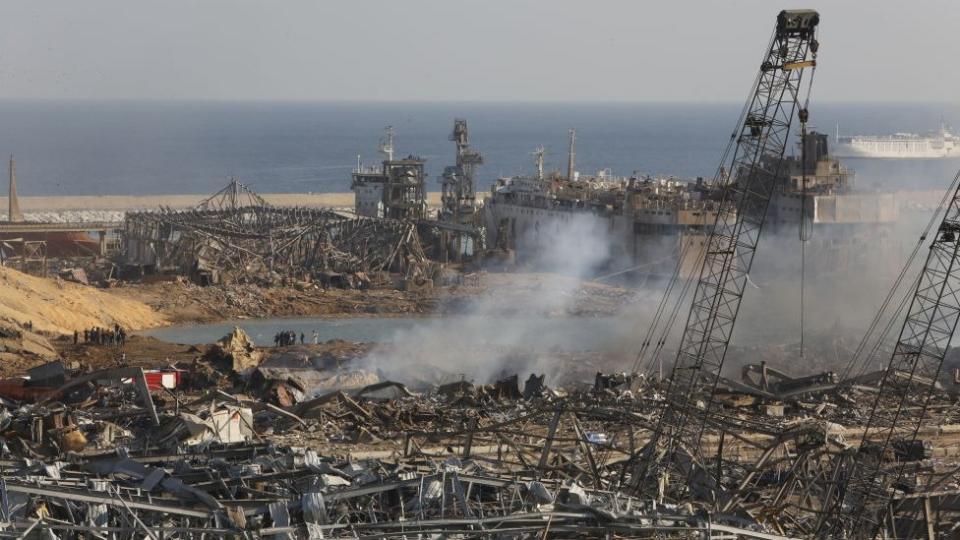 Puerto de Beirut tras la explosión.