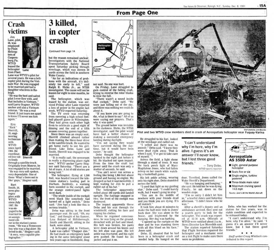 The jump page from the December 8, 1991 edition of the News & Observer