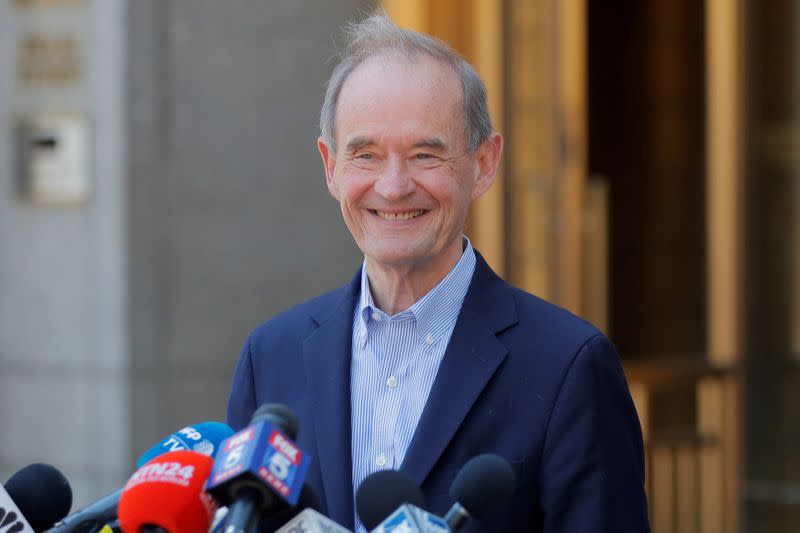 FILE PHOTO: Lawyer David Boies speaks to reporters outside the courthouse after a bail hearing in U.S. financier Jeffrey Epstein's sex trafficking case in New York City