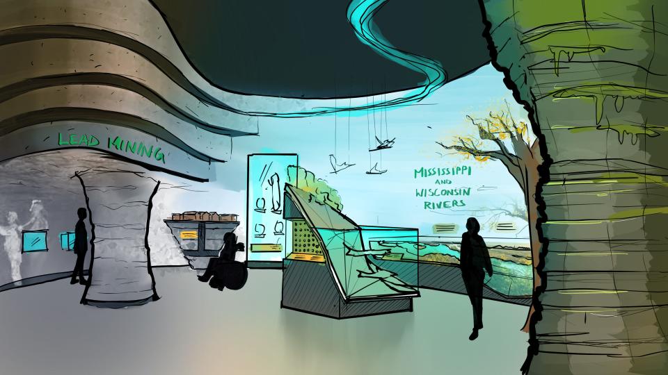 The Driftless area of the Wisconsin Journey gallery of the new Milwaukee Public Museum will include an immersive lead mining exhibit and a focus on Wisconsin waterways.