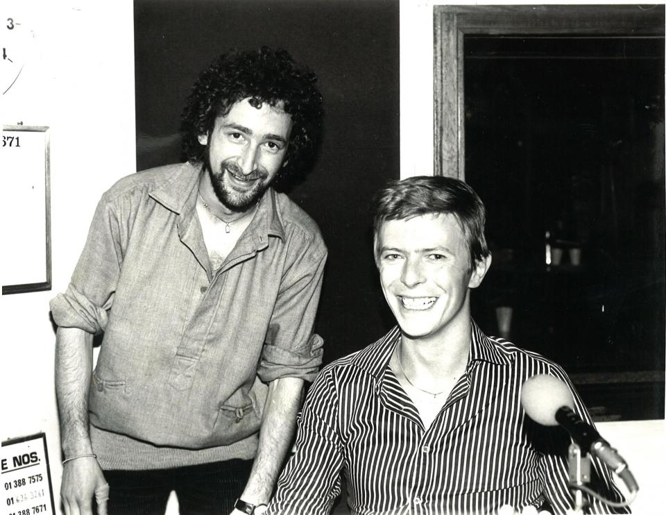 DJ Nicky Horne smiles with David Bowie, who he described as warm and 'other wordly' (Leia Clancy, You've Got Three Minutes)