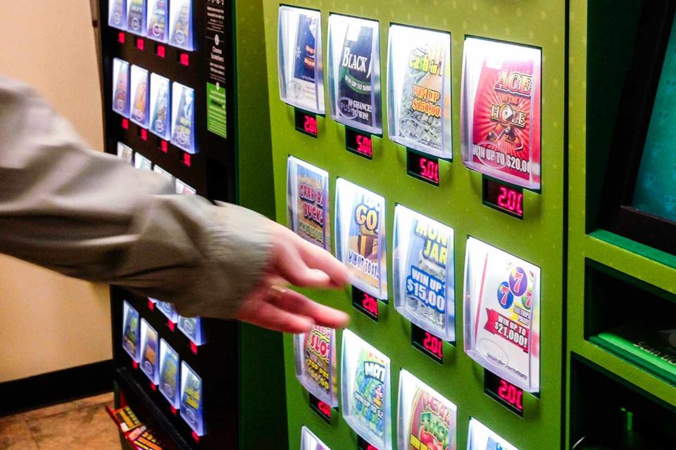 <p>Getty </p> A lottery ticket machine.