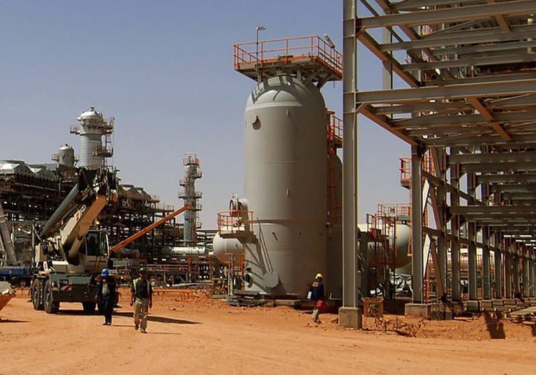 An archive photo shows part of the In Amenas gas field, jointly operated by British oil giant BP, Norway's Statoil and state-run Algerian energy firm Sonatrach, in eastern Algeria near the Libyan border. Islamist hostage-takers at a remote Algerian gas field on Friday demanded a prisoner swap and an end to the French military campaign in Mali, a report said