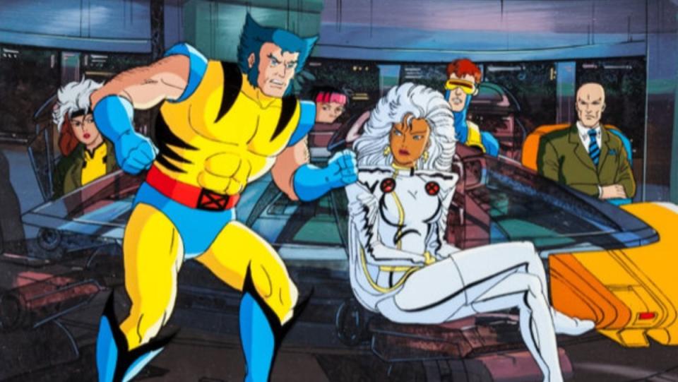 Rogue, Jubilee, Wolverine, Storm, Cyclops, and Charles Xavier in the X-Mansion on X-Men: The Animated Series.