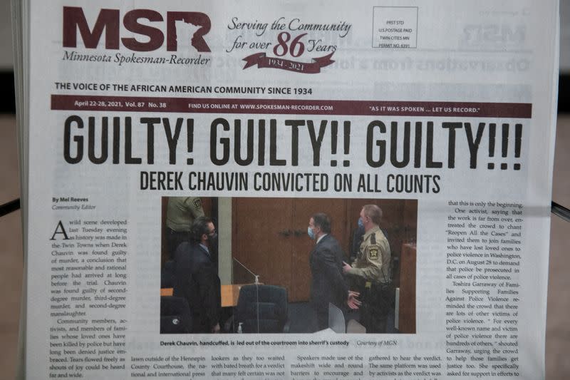 FILE PHOTO: The Minnesota Spokesman-Recorder is pictured the day after Derek Chauvin was found guilty in Minneapolis