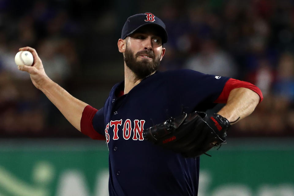 ARLINGTON, TEXAS - SEPTEMBER 25:  Rick Porcello #22 of the Boston Red Sox at Globe Life Park in Arlington on September 25, 2019 in Arlington, Texas. (Photo by Ronald Martinez/Getty Images)