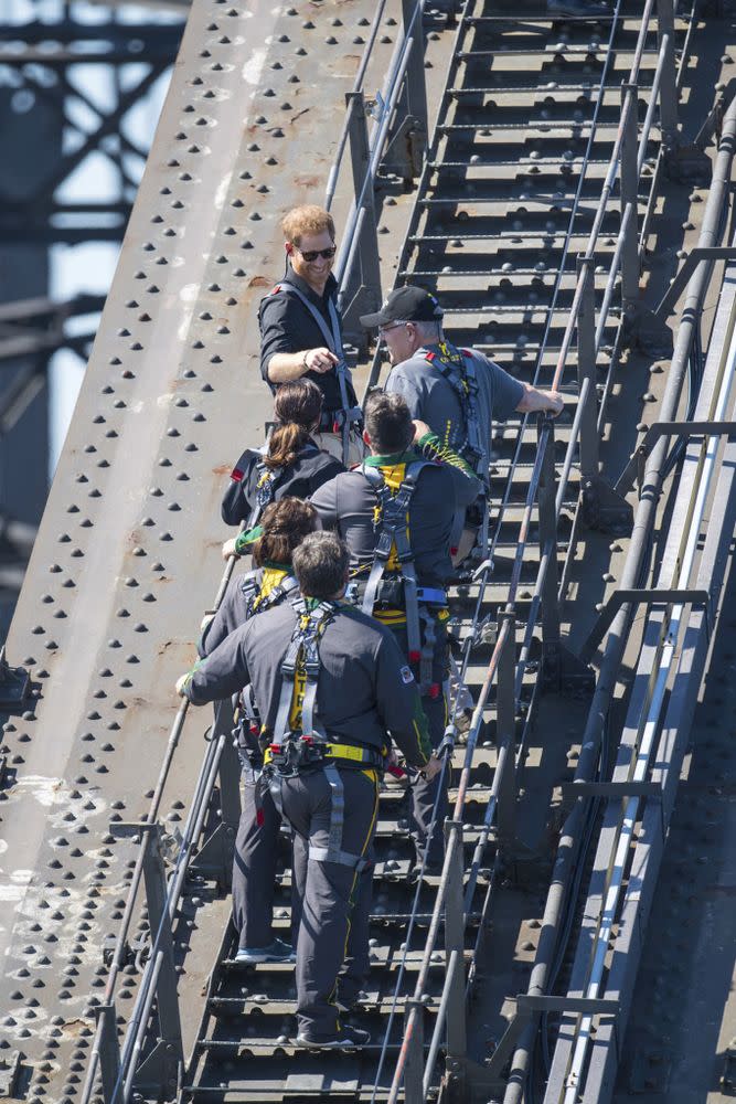 Prince Harry climbing the Sydney Harbour Bridge