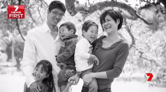 Terrence Wong with wife AnnLynn and the couple's three children. Source: 7 News