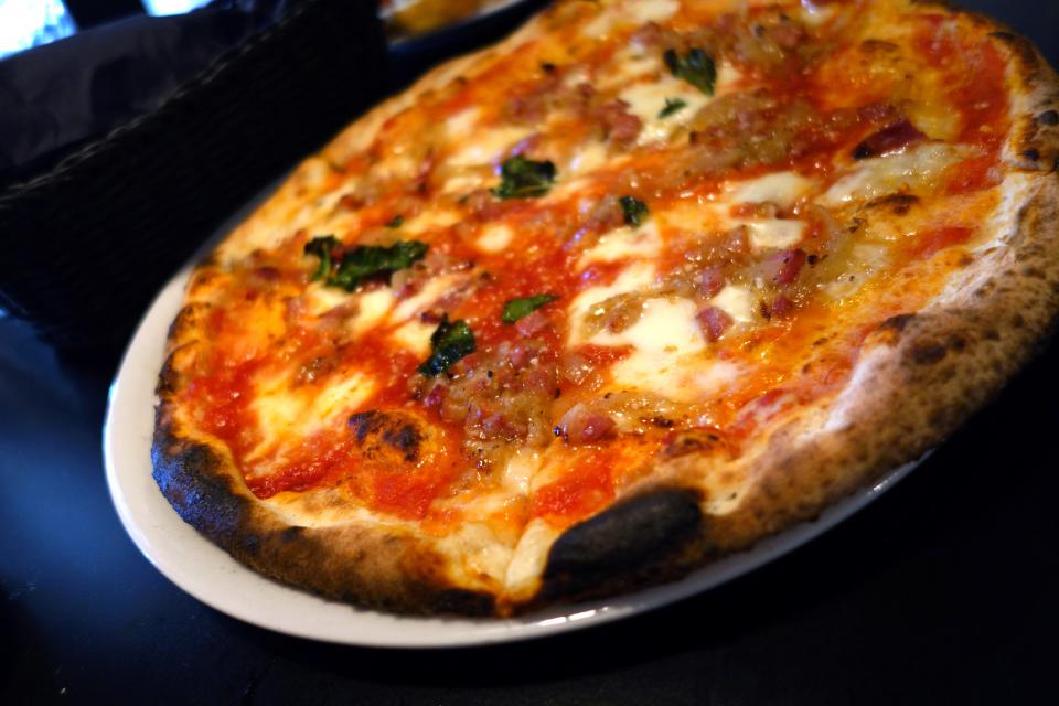 Pizza Amatriciana with pancetta, onion and pecorino at Pomo Pizzeria in Phoenix.