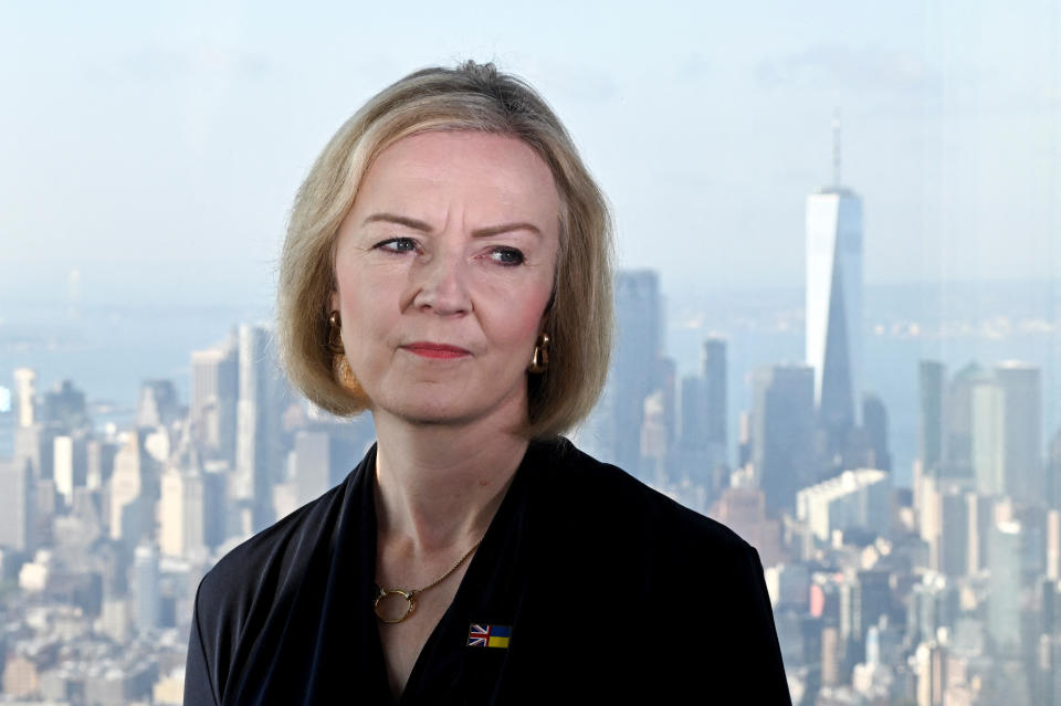 Prime Minister Liz Truss speaks to journalists at the Empire State Building in New York during her visit to the US to attend the 77th UN General Assembly. Picture date: Tuesday September 20, 2022.