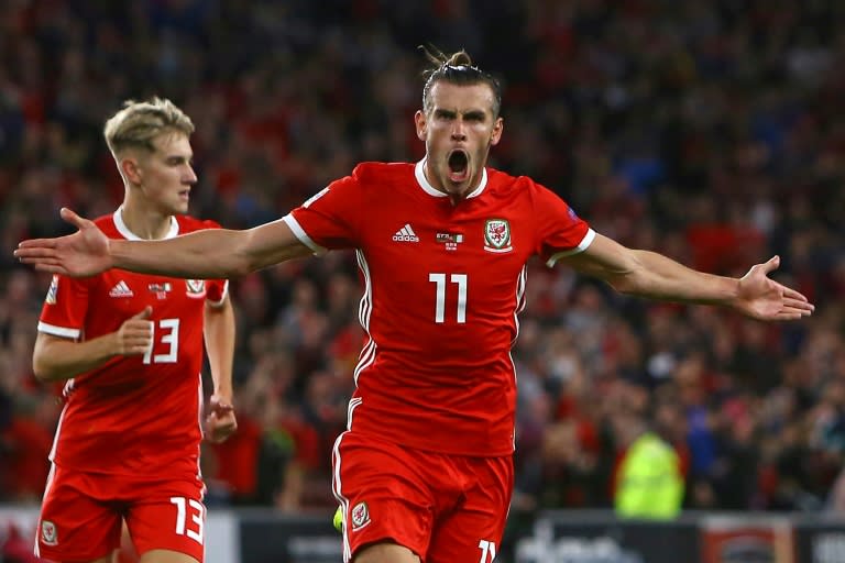 Gareth Bale celebrates after scoring for Wales in their 4-1 win over the Republic of Ireland