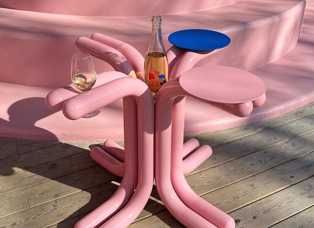  A pink abstract wine table 