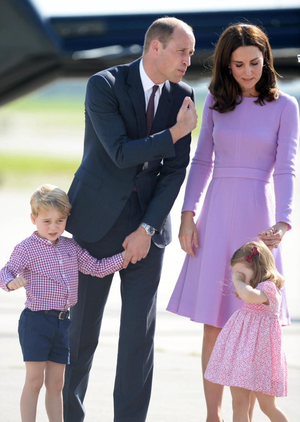 <p>The family looked super cute in their matching colours, even if Princess Charlotte was in the middle of a tantrum at the time.</p>