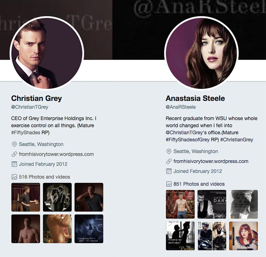 @ChristianTGrey and @AnaRSteele are active on Twitter...