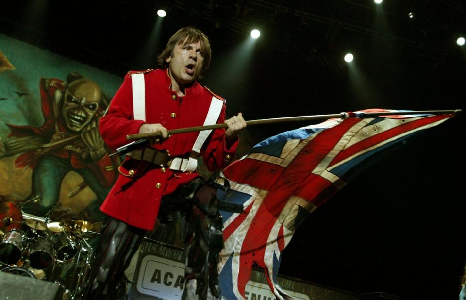 Bruce Dickinson performing with Iron Maiden in 2005 (Getty Images)