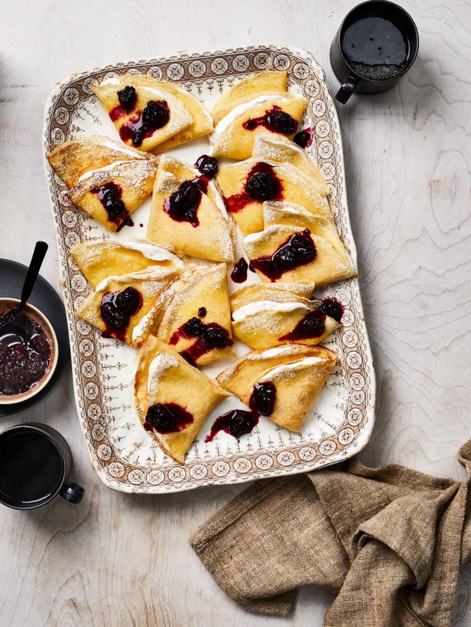 Cornmeal Crêpes with Blackberries and Buttermilk Cream