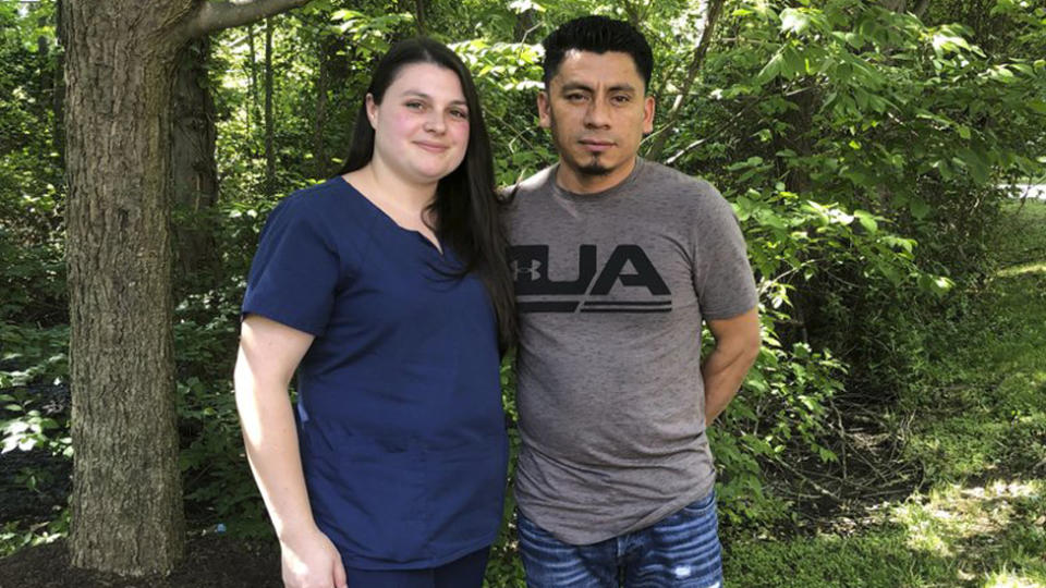 Alyse and Elmer Sanchez thought the US has approved their marriage but minutes later Elmer was detained. 