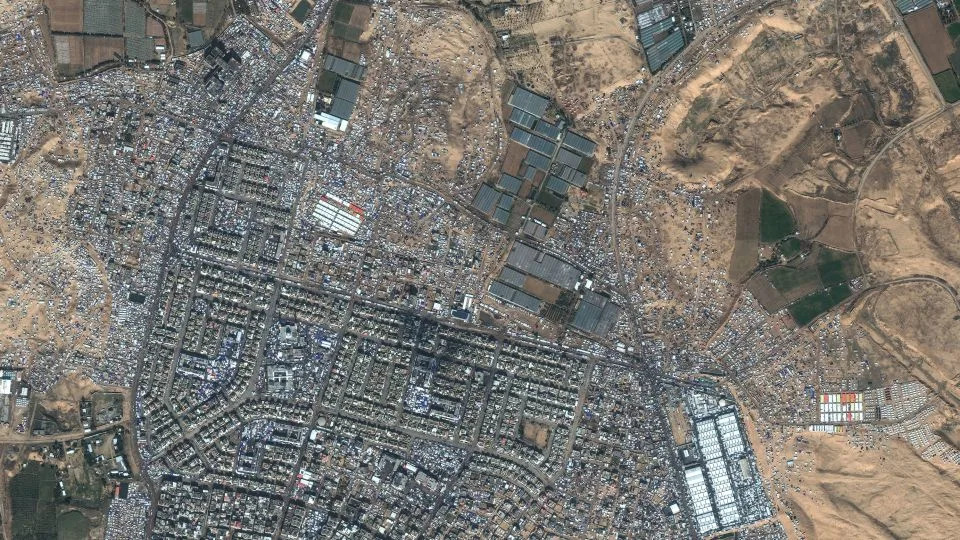 A satellite image from Maxar Technologies shows Rafah, Gaza, on February 3, 2024. - Satellite image ©2024 Maxar Technologies