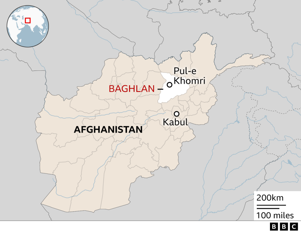 Map showing the location of Baghlan province in Afghanistan