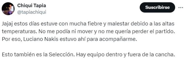 Chiqui Tapia explicó por qué uno de los dirigentes le secó el sudor de su cuello en pleno partido ante Canadá