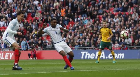 Britain Football Soccer - England v Lithuania - 2018 World Cup Qualifying European Zone - Group F - Wembley Stadium, London, England - 26/3/17 England's Jermain Defoe scores their first goal Reuters / Eddie Keogh Livepic