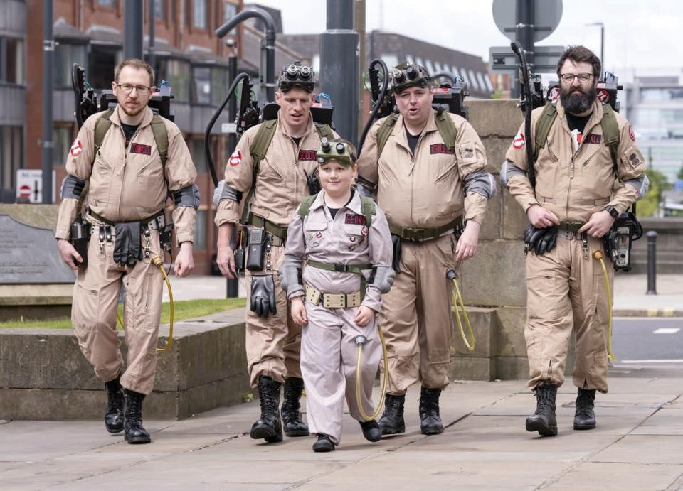 Ghostbusters superfan George Hinkins, who has a serious heart condition, makes his way to search Leeds Central Library for ‘ghosts’ (Danny Lawson/PA) (PA Wire)