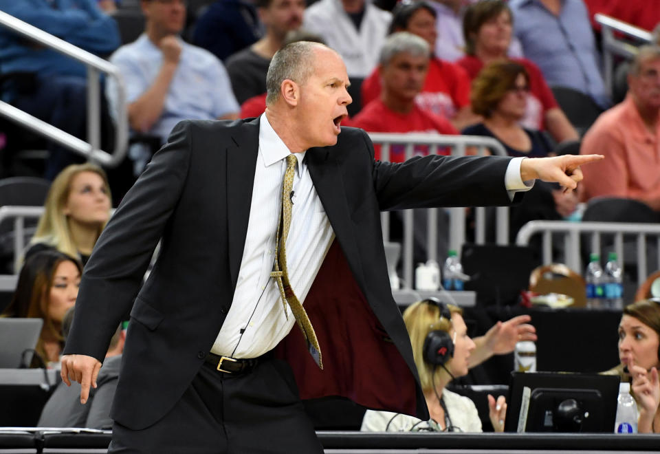 Tad Boyle during a loss to Arizona at the 2017 Pac-12 Tournament. (Getty)