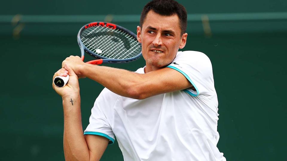 Bernard Tomic, pictured here at Wimbledon in 2019.