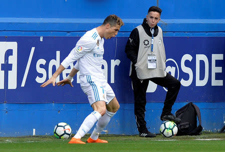 Soccer Football - La Liga Santander - Eibar vs Real Madrid - Ipurua, Eibar, Spain - March 10, 2018 Real Madrid’s Cristiano Ronaldo celebrates scoring their first goal REUTERS/Vincent West