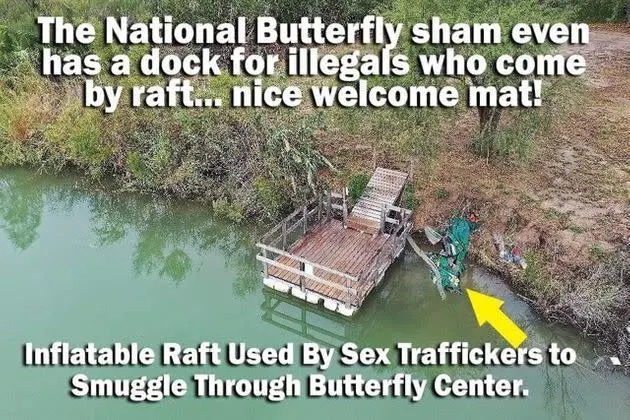 Treviño-Wright said a doctored image of rafts at the butterfly center's dock was shared online in 2019. (Photo: via National Butterfly Center)