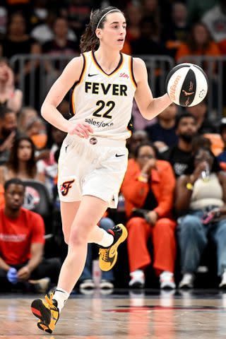 <p>G Fiume/Getty </p> Indiana Fever guard Caitlin Clark