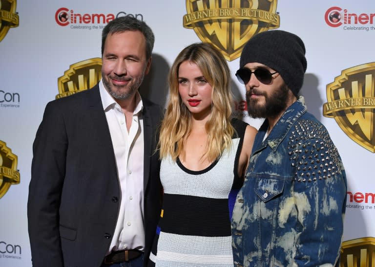 (From L) Director Denis Villeneuve, actors Ana De Armas and Jared Leto arrive at CinemaCon 2017, Warner Bros Pictures Invites You to The Big Picture, at Caesars Palace in Las Vegas, Nevada, on March 29