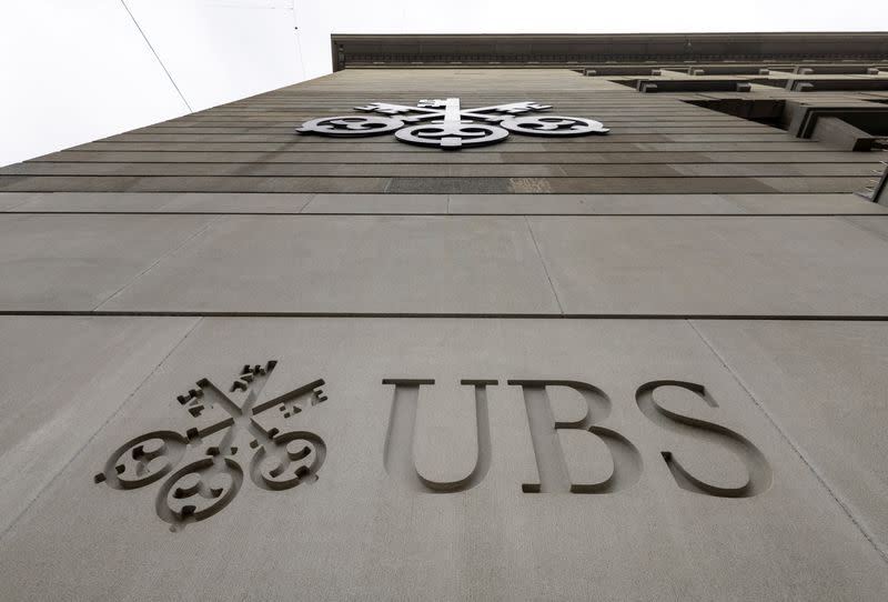 A logo of Swiss bank UBS is seen in Zurich