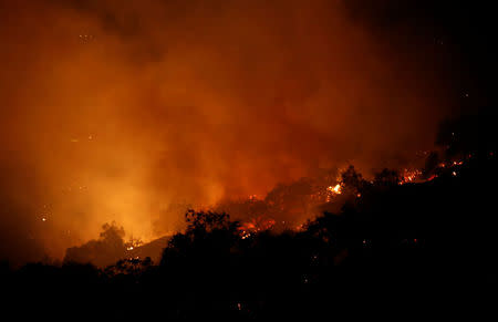 The Pocket wildfire burns in the hills above Geyserville, California, U.S., October 13, 2017. REUTERS/Jim Urquhart